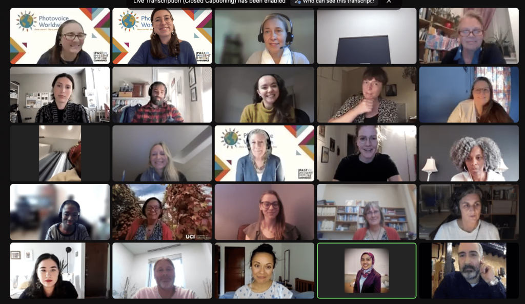 Screenshot of a Zoom screen showing 25 participant windows from the 1st Photovoice Conference