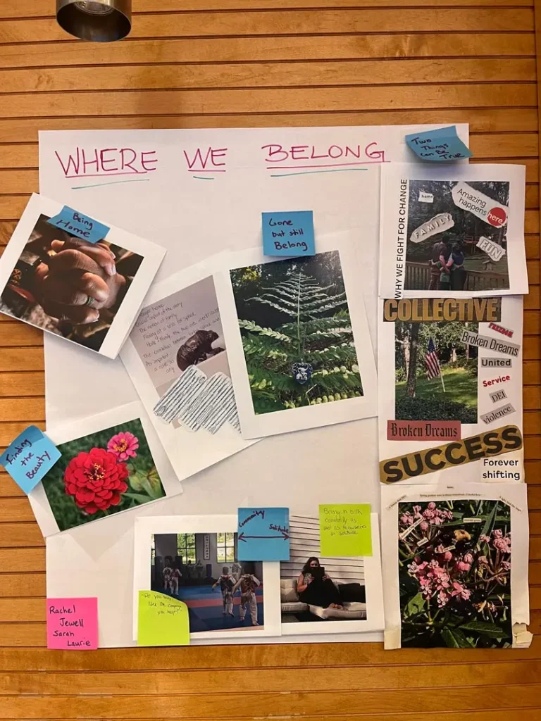 An exercise in grouping photos by theme during an in-person training with Occupational Therapists at the University of Alabama Birmingham. Source: PVWW.