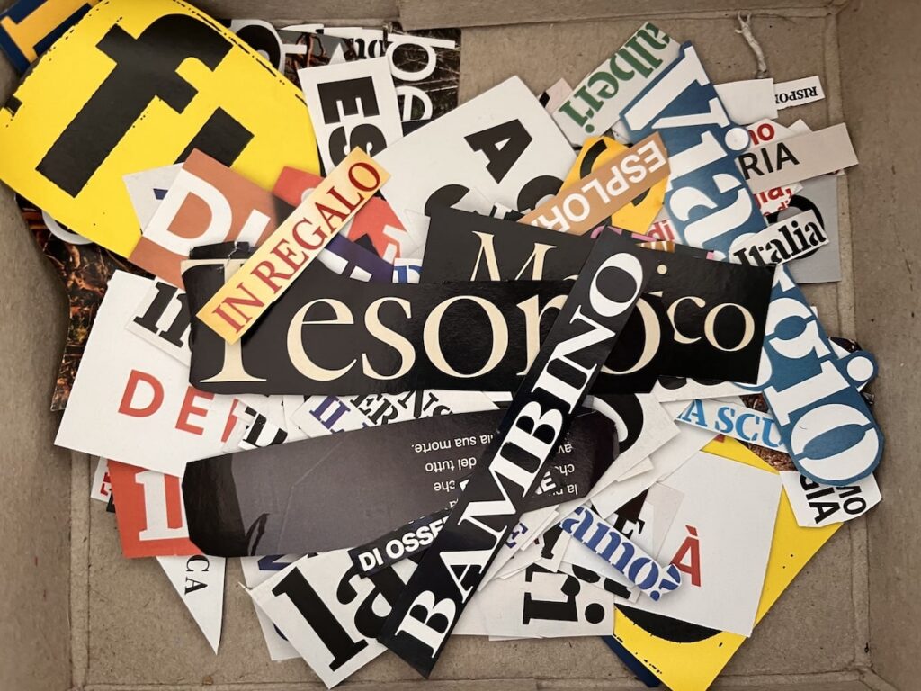 Pile of magazine word cutouts