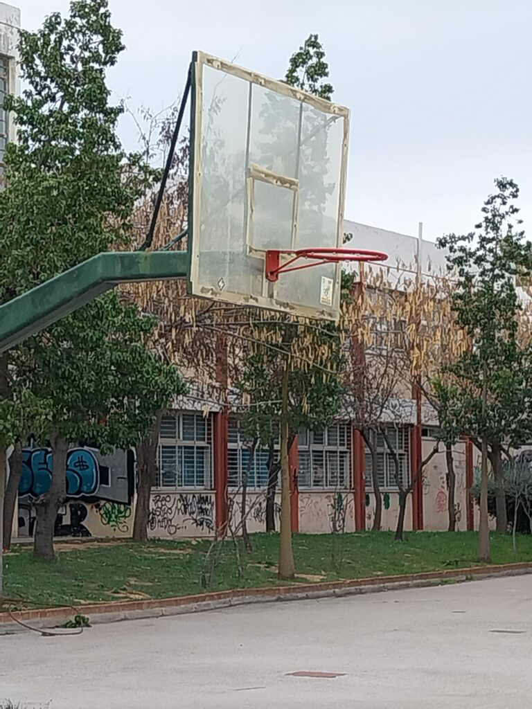 Photo of a basketball hoop outside